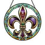 Iris symbol stained glass suncatcher window hanging, suitable for home and garden decoration