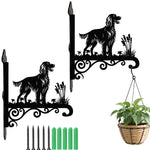 Irish setter metal hanging basket bracket mounted on outdoor wall for plant decoration