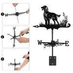 Irish Setter metal weather vane with directional arrows and mounting rod, outdoor roof and garden decoration