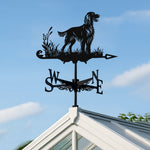Irish Setter metal weather vane with directional arrows and mounting rod, outdoor roof and garden decoration