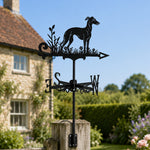 Italian Greyhound metal weather vane with directional arrows and mounting rod, outdoor roof and garden decoration