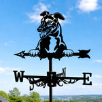 Italian greyhound metal weather vane with directional arrows and mounting rod, outdoor roof and garden decoration