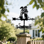 Italian Greyhound metal weather vane with directional arrows and mounting rod, outdoor roof and garden decoration