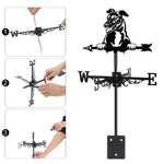 Italian greyhound metal weather vane with directional arrows and mounting rod, outdoor roof and garden decoration