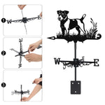 Jack russell terrier metal weather vane with directional arrows and mounting rod, outdoor roof and garden decoration