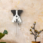 Wooden jack russell dog wall hook key and leash holder for home entryway organizer