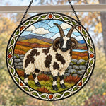 Jacob sheep stained glass suncatcher window hanging, suitable for home and garden decoration