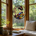 Japanese geisha stained glass suncatcher window hanging, suitable for home and garden decoration