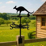 Kangaroo metal weather vane with directional arrows and mounting rod, outdoor roof and garden decoration