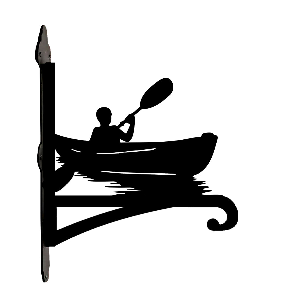 Kayaking canoe metal hanging basket bracket mounted on outdoor wall for plant decoration