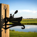 Kayaking canoe metal hanging basket bracket mounted on outdoor wall for plant decoration
