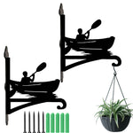 Kayaking canoe metal hanging basket bracket mounted on outdoor wall for plant decoration