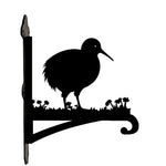 Kiwi bird metal hanging basket bracket mounted on outdoor wall for plant decoration