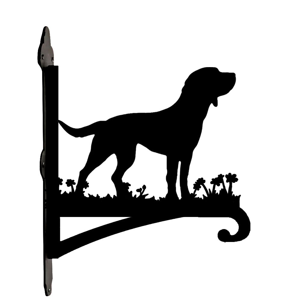 Labrador metal hanging basket bracket mounted on outdoor wall for plant decoration