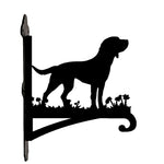 Labrador metal hanging basket bracket mounted on outdoor wall for plant decoration