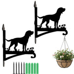 Labrador metal hanging basket bracket mounted on outdoor wall for plant decoration