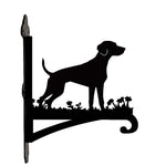 Labrador metal hanging basket bracket mounted on outdoor wall for plant decoration