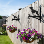 Labrador metal hanging basket bracket mounted on outdoor wall for plant decoration