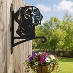 Labrador metal hanging basket bracket mounted on outdoor wall for plant decoration