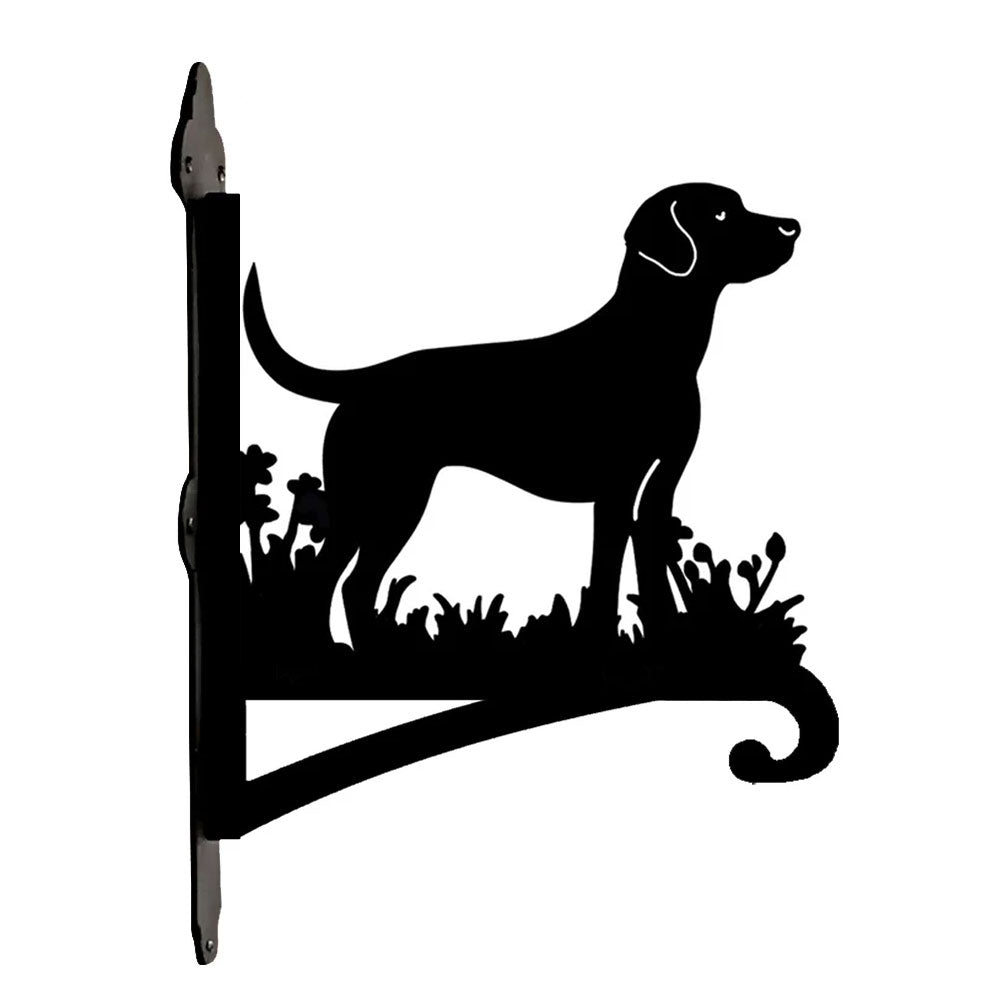 Labrador metal hanging basket bracket mounted on outdoor wall for plant decoration