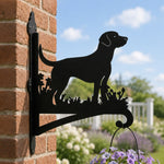 Labrador metal hanging basket bracket mounted on outdoor wall for plant decoration