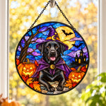 Labrador Retriever Halloween stained glass suncatcher window hanging, suitable for home and garden decoration
