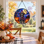 Labrador Retriever Halloween stained glass suncatcher window hanging, suitable for home and garden decoration