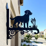 Labrador metal hanging basket bracket mounted on outdoor wall for plant decoration