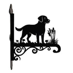Labrador metal hanging basket bracket mounted on outdoor wall for plant decoration