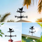 Labrador retriever metal weather vane with directional arrows and mounting rod, outdoor roof and garden decoration