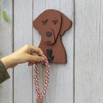 Wooden labrador dog wall hook key and leash holder for home entryway organizer