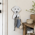 Wooden labrador dog wall hook key and leash holder for home entryway organizer