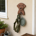 Wooden labrador dog wall hook key and leash holder for home entryway organizer