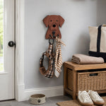 Wooden labrador dog wall hook key and leash holder for home entryway organizer