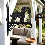 Lagotto romagnolo metal hanging basket bracket mounted on outdoor wall for plant decoration