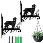 Lagotto romagnolo metal hanging basket bracket mounted on outdoor wall for plant decoration