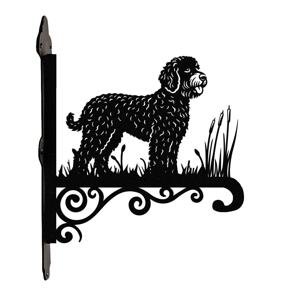 Lagotto romagnolo metal hanging basket bracket mounted on outdoor wall for plant decoration
