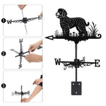 Lagotto romagnolo metal weather vane with directional arrows and mounting rod, outdoor roof and garden decoration