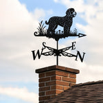 Lagotto romagnolo metal weather vane with directional arrows and mounting rod, outdoor roof and garden decoration