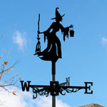 Lantern witch metal weather vane with directional arrows and mounting rod, outdoor roof and garden decoration