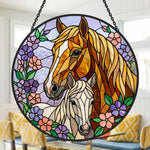 Lavender mare and foa stained glass suncatcher window hanging, suitable for home and garden decoration