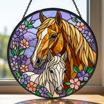 Lavender mare and foa stained glass suncatcher window hanging, suitable for home and garden decoration