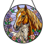 Lavender mare and foa stained glass suncatcher window hanging, suitable for home and garden decoration