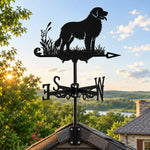Leonberger metal weather vane with directional arrows and mounting rod, outdoor roof and garden decoration