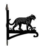 Leopard metal hanging basket bracket mounted on outdoor wall for plant decoration