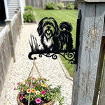 Lhasa apso metal hanging basket bracket mounted on outdoor wall for plant decoration