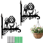 Lhasa apso metal hanging basket bracket mounted on outdoor wall for plant decoration