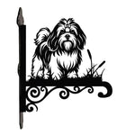 Lhasa apso metal hanging basket bracket mounted on outdoor wall for plant decoration