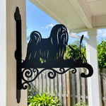 Lhasa apso metal hanging basket bracket mounted on outdoor wall for plant decoration