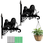 Lhasa apso metal hanging basket bracket mounted on outdoor wall for plant decoration